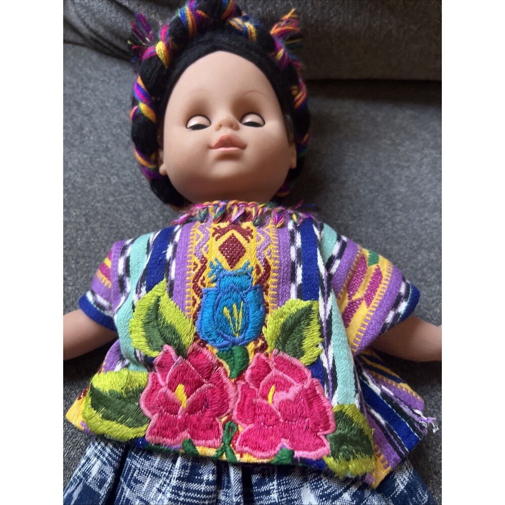 Unbranded Guatemalan Folk Art Doll Kids 12 Inch Multicolor Traditional Dress - Picture 8 of 8